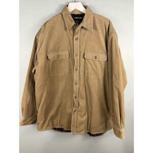 Britches Mens Corduroy Shirt Shacket Jacket XL Tan Flannel Lined Chore Barn